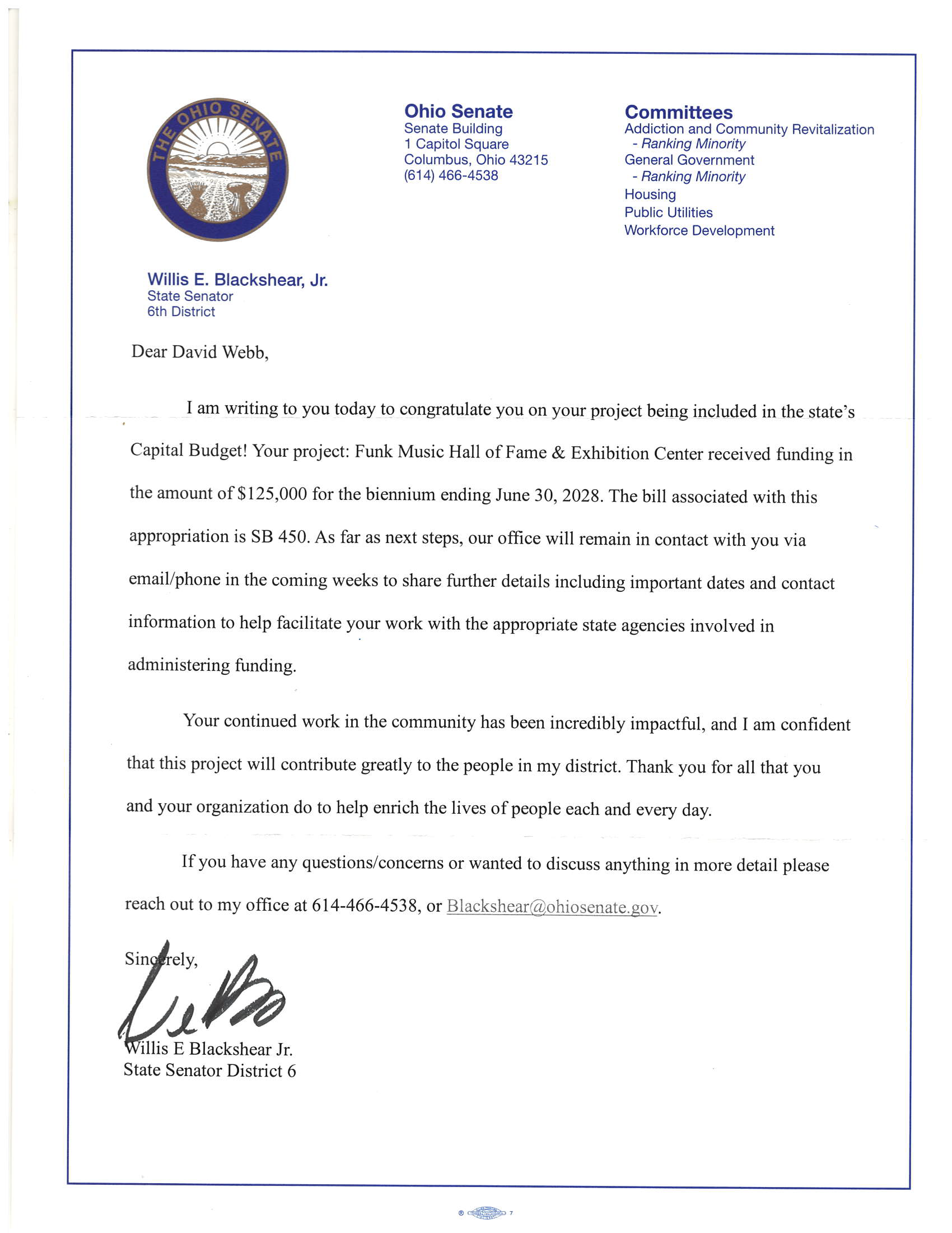 Letter from the Governor